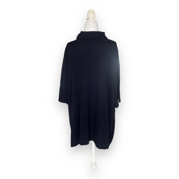 Womens Argyle Turtleneck Navy Sweater Short Sleeves - 4X - Careerwear, Preppy - Picture 4 of 9